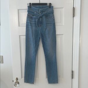 7 For All Mankind High-Waisted Blue Denim Jeans with Belt